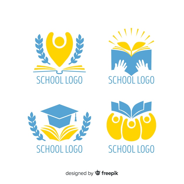 Collection of flat school logotypes