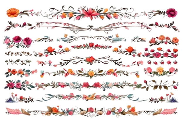 Vector a collection of floral designs including flowers and leaves