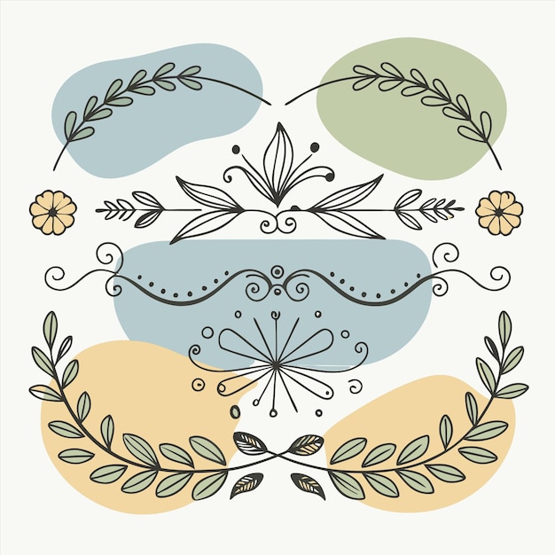 Vector a collection of floral designs including leaves and flowers