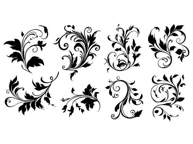 Vector a collection of floral designs including the word  flower  on the bottom