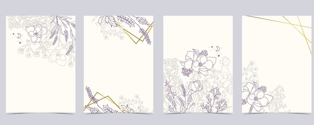 Collection of flower background set with lavender,magnolia.