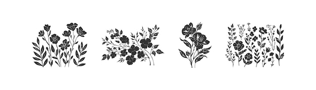 Collection of flower silhouettes Vector illustration design