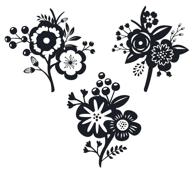 Collection of flower Vectors Silhouettes