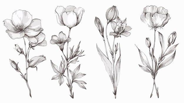 a collection of flowers drawn by person