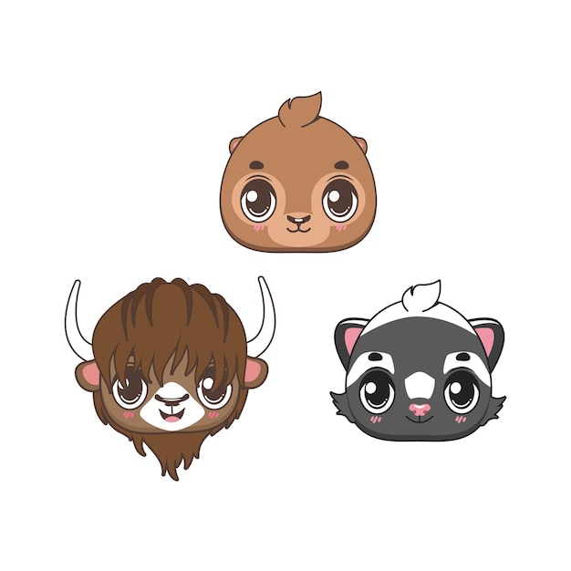 Collection of four cute animal icons