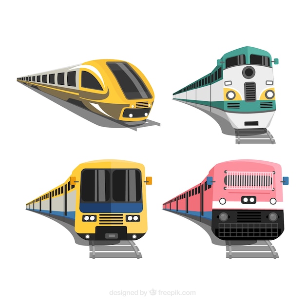 Collection of four modern trains