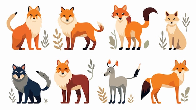 Vector a collection of foxes from the collection of foxs