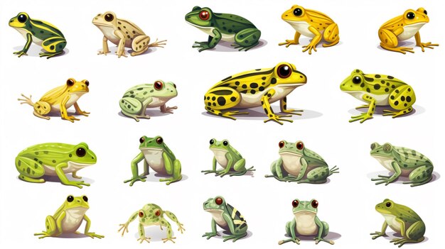 Vector a collection of frogs from the series of pictures of frogs