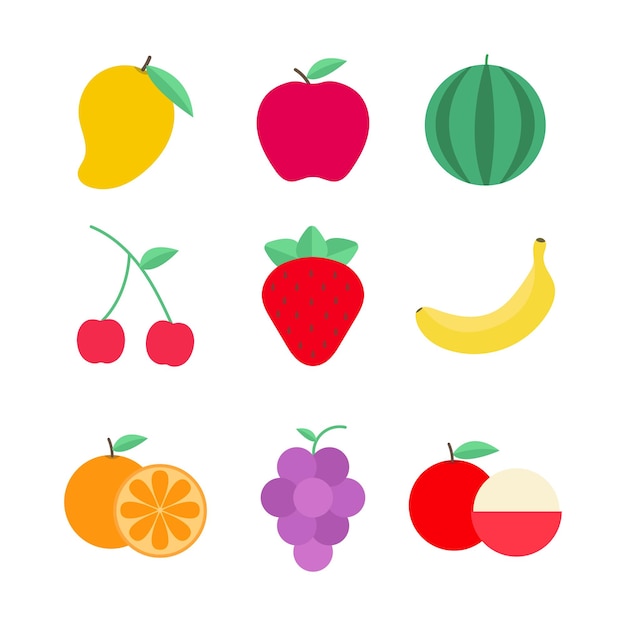 Collection of fruits in flat design style