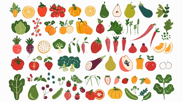 a collection of fruits and vegetables including vegetables fruits and vegetables