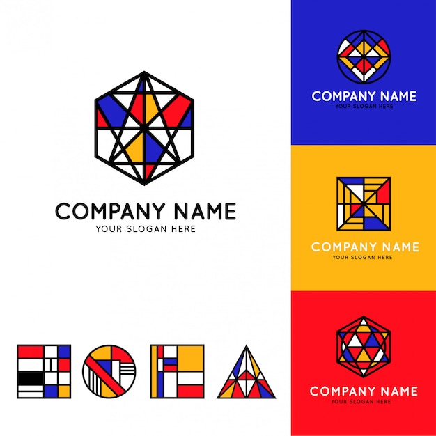 Collection of funny and colorful bauhaus logos