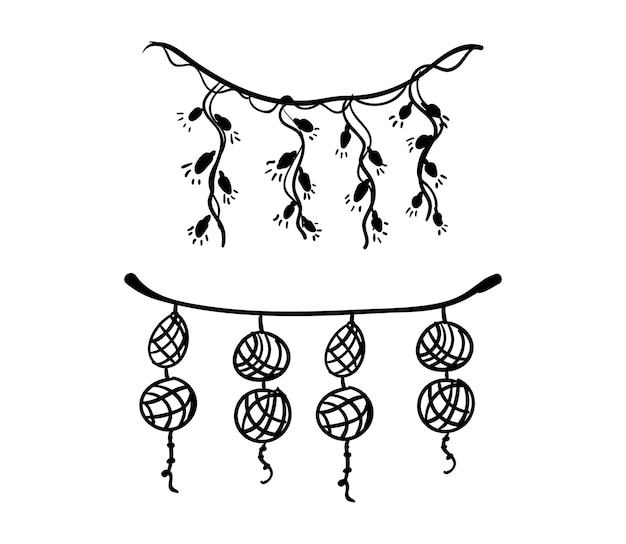 Collection of Garlands in Hand Drawing Style