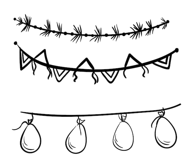 Collection of Garlands in Hand Drawing Style