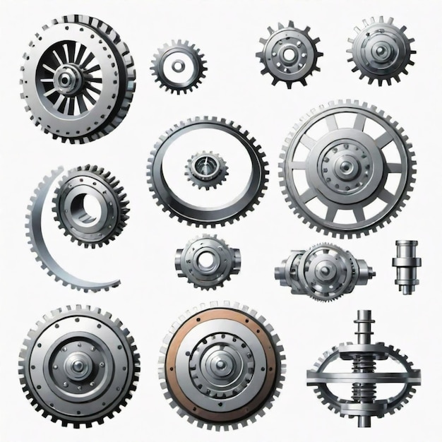 Vector a collection of gears including the word gears