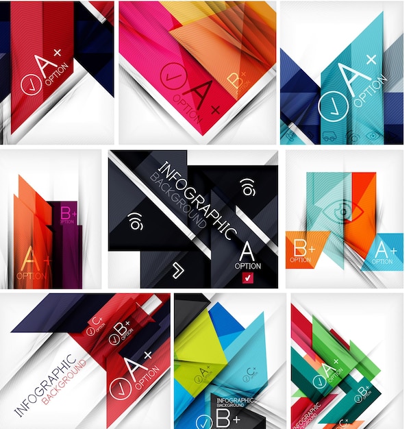 Collection of geometric shaped line backgrounds