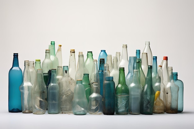 Vector a collection of glass bottles with a yellow label on the bottom