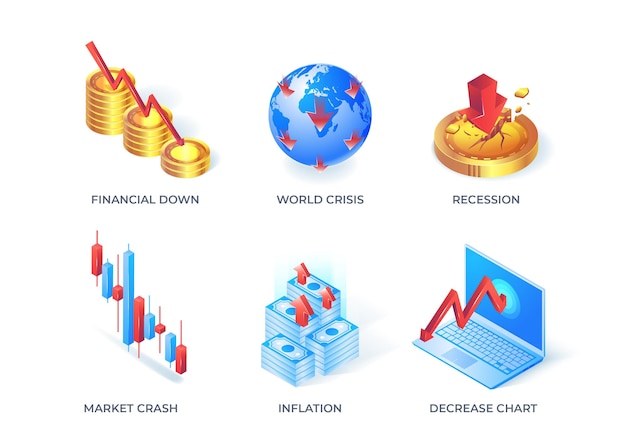 Collection of global economic crisis element