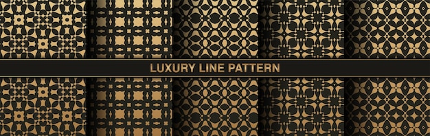 Collection gold and black seamless pattern background