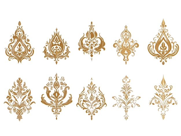 Vector a collection of gold and gold designs on a white background