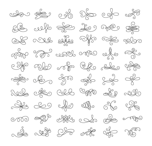 Collection of graceful linear squiggles and patterns Elements