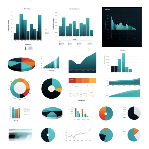 Vector a collection of graphs and charts with a chart that saysgraphson it