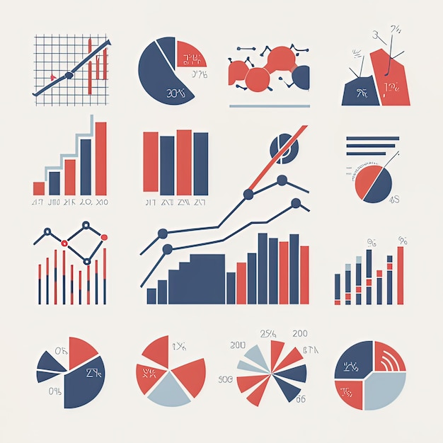 a collection of graphs and charts with a pen and a graph