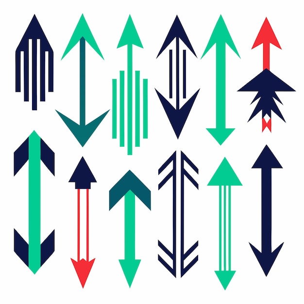 Vector a collection of green arrows with arrows pointing to the right