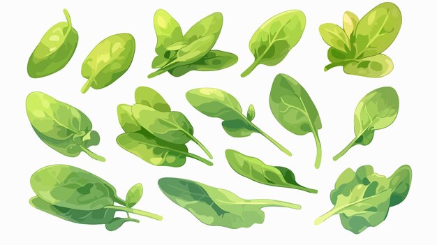 Vector a collection of green basil leaves