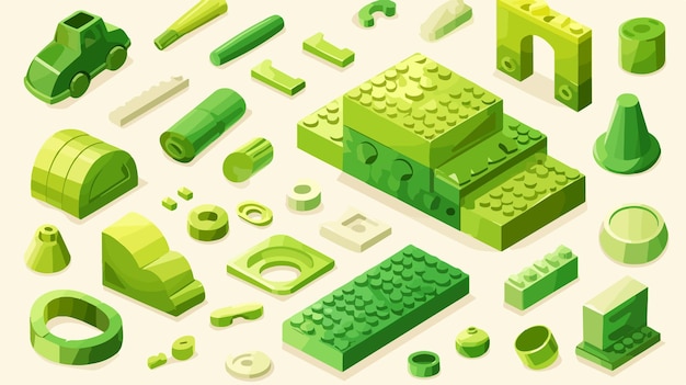 a collection of green bricks and green bricks