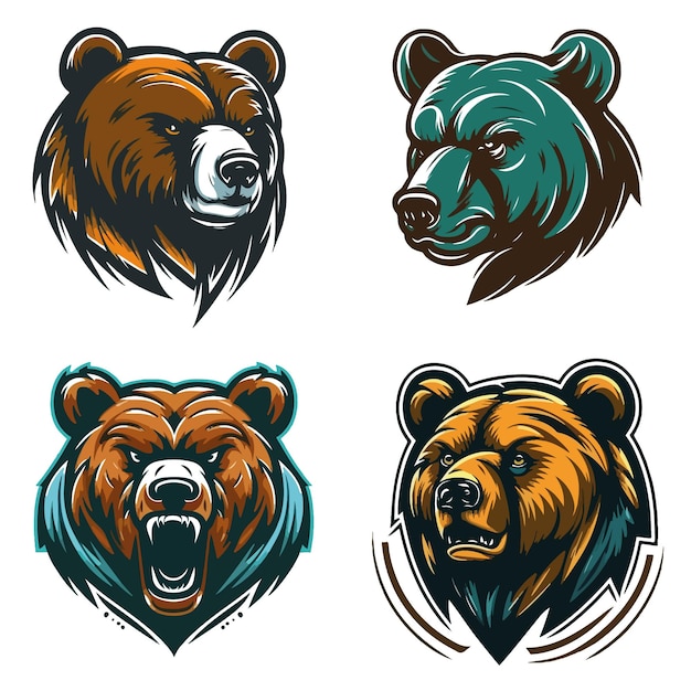 A collection of grizzly bears heads