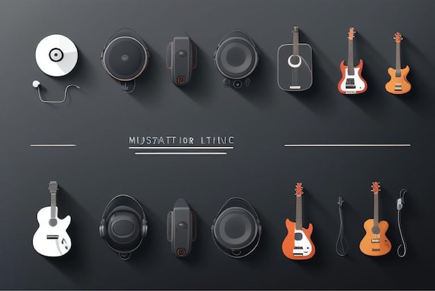 Vector a collection of guitars for the brand of the brand