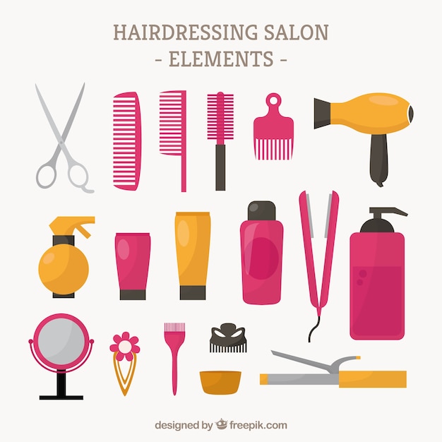 Collection of hairdressing salon elements