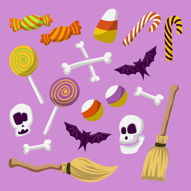 Collection halloween element flat design template