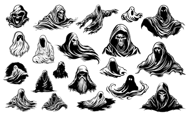 Collection of halloween ghost silhouettes