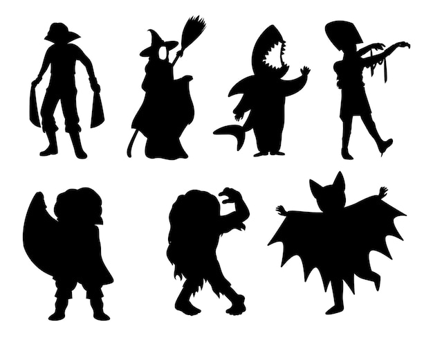 Collection of Halloween holiday isolated vector Silhouettes