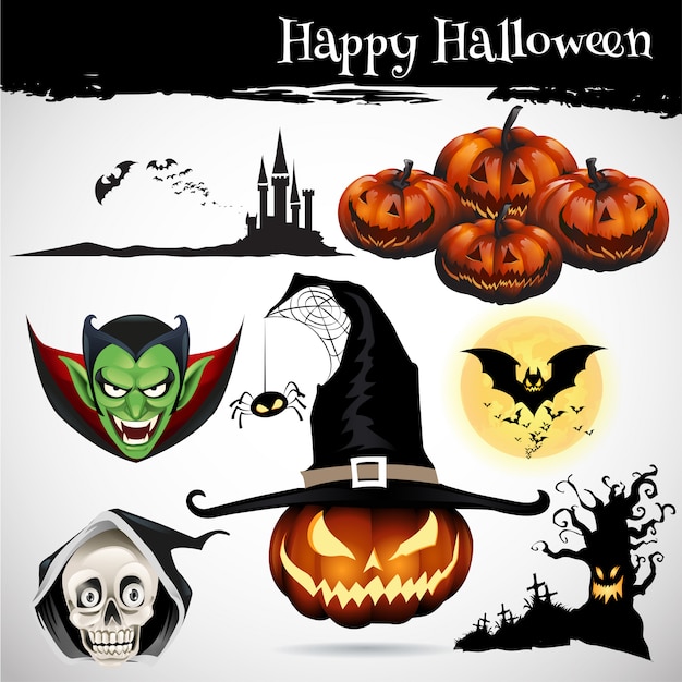 collection of Halloween icon set