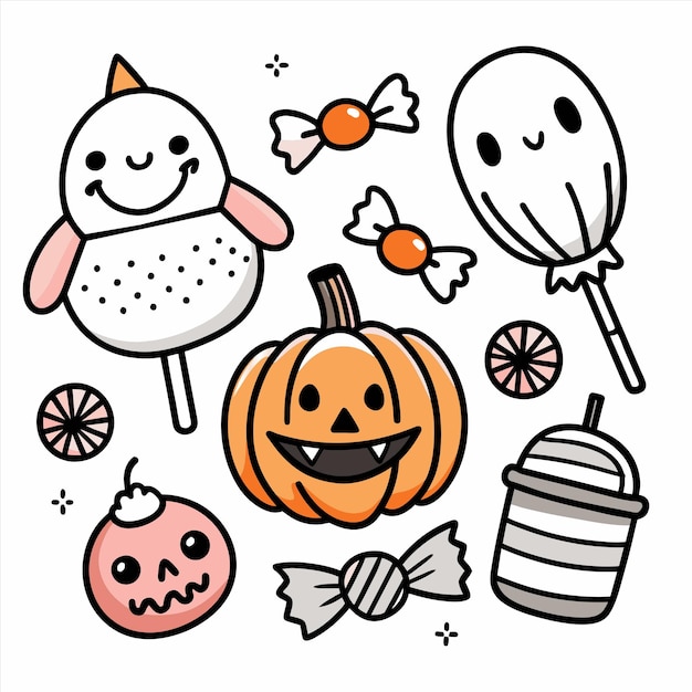 Vector a collection of halloween items including pumpkins spooky spooky and spooky