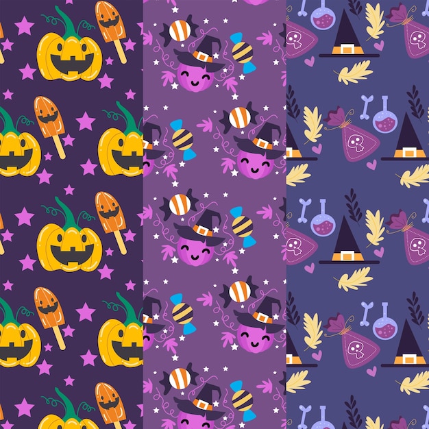 Collection of halloween patterns suitable for wallpaper