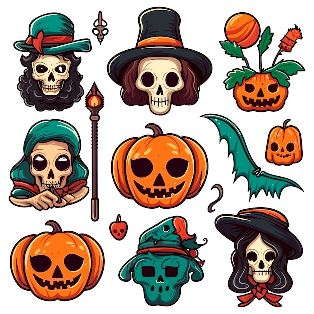 Collection of Halloween silhouettes vector illustration