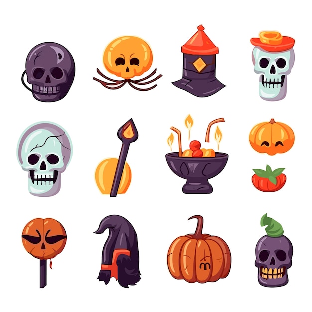 Collection of Halloween silhouettes vector illustration