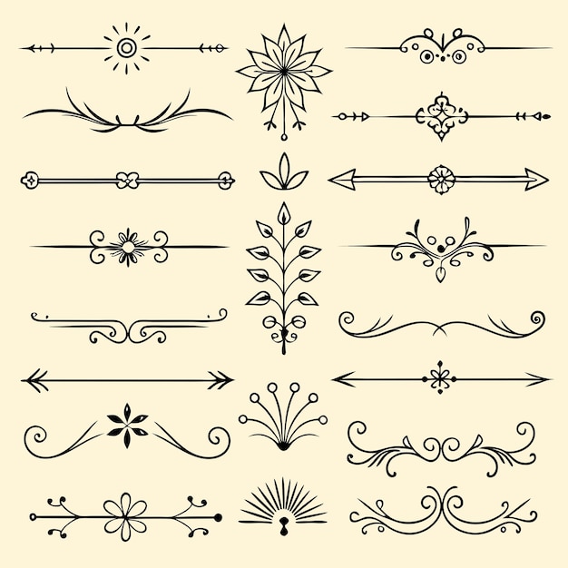 a collection of hand drawn arrows and a design for a series of arrows