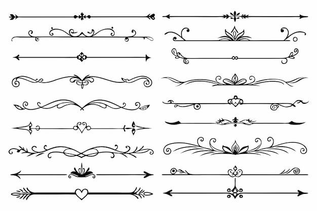 a collection of hand drawn arrows and a line of arrows