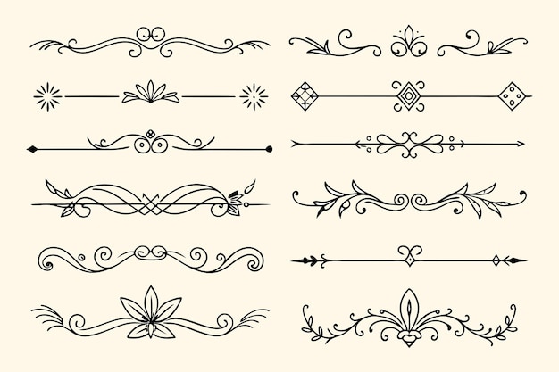 Vector a collection of hand drawn design elements