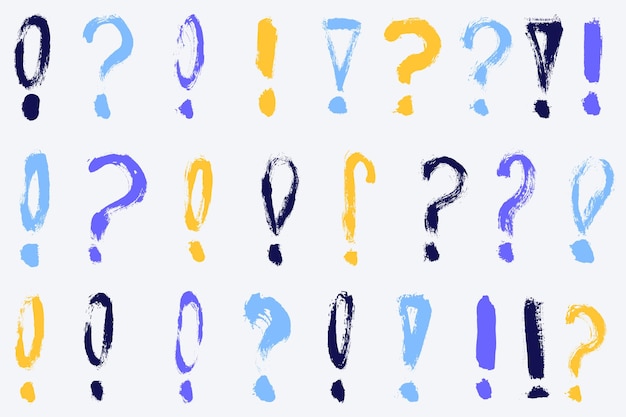 Collection of hand drawn exclamation and question marks