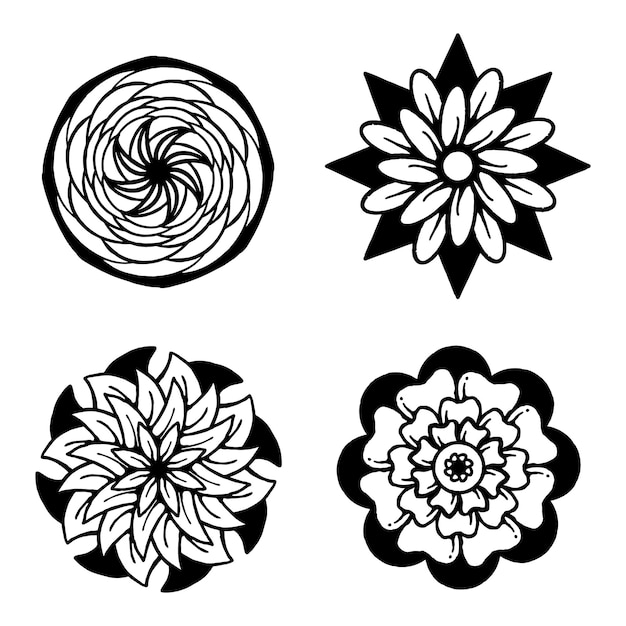 collection hand drawn floral doodle illustration for tattoo stickers poster etc