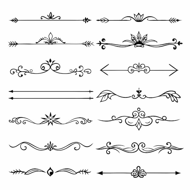 Vector a collection of hand drawn frames and a set of arrows