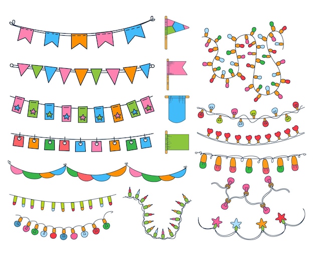 Collection Of Hand Drawn Garlands