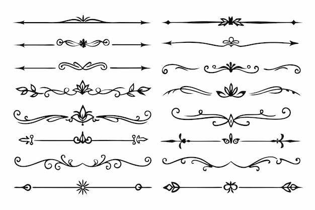 a collection of hand drawn images of a set of hand drawn scroll designs