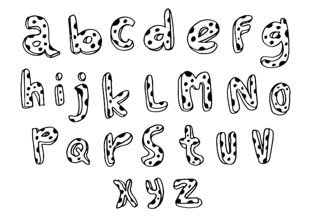 A collection of hand drawn letters from the alphabet