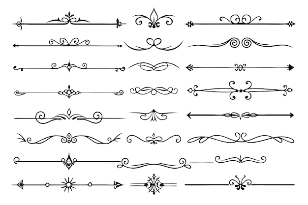 a collection of hand drawn scroll designs